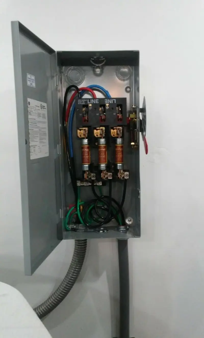 Three-phase disconnect switch installed for Electrical Wiring & Rewiring in Camden